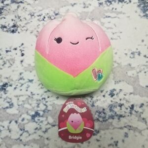 5 Inch Pink & Green Bridgie The Tulip Squishmallow Excellent Used Condition
